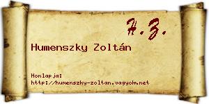 Humenszky Zoltán névjegykártya