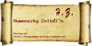 Humenszky Zoltán névjegykártya